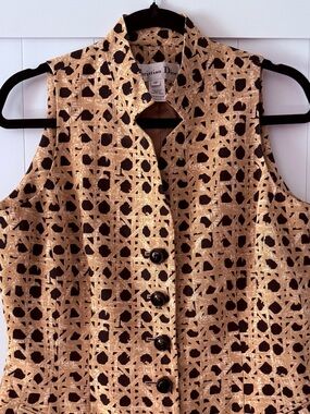 Dior Metallic Gold and Black Sleeveless High-Neck Tunic
